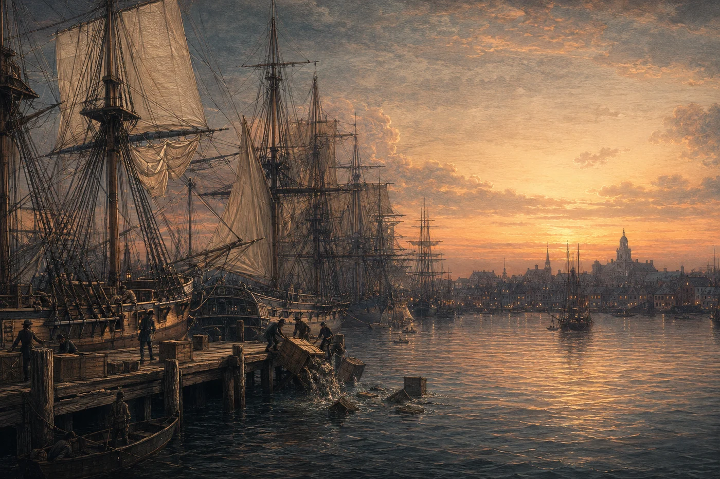 Illustrative harbor scene in a sample history chapter
