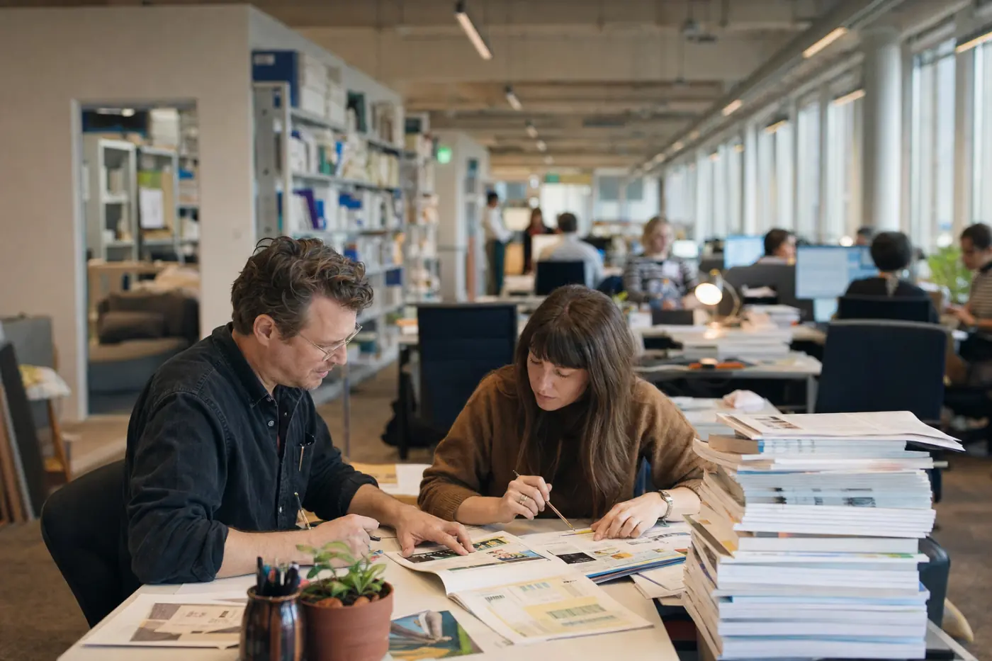 The editorial floor of a large educational publishing house